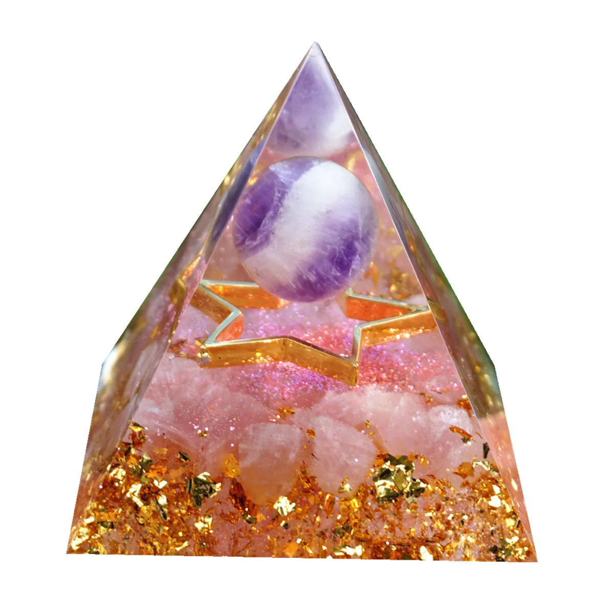 Amethyst Crystal Sphere Orgonite Pyramid with Rose Quartz Reiki Chakra Energy Orgone Pyramide Collection EMF Protection
Amethyst Crystal Sphere Orgonite Pyramid with Rose Quartz Reiki Chakra Energy Orgone Pyramide Collection EMF Protection