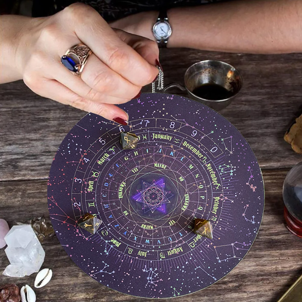 Round Pendulum Divination Tablecloth Tarots Card Pad Runes Altar Table Cloth Constellation Magic Board Game Home Rubber Pad
Round Pendulum Divination Tablecloth Tarots Card Pad Runes Altar Table Cloth Constellation Magic Board Game Home Rubber Pad