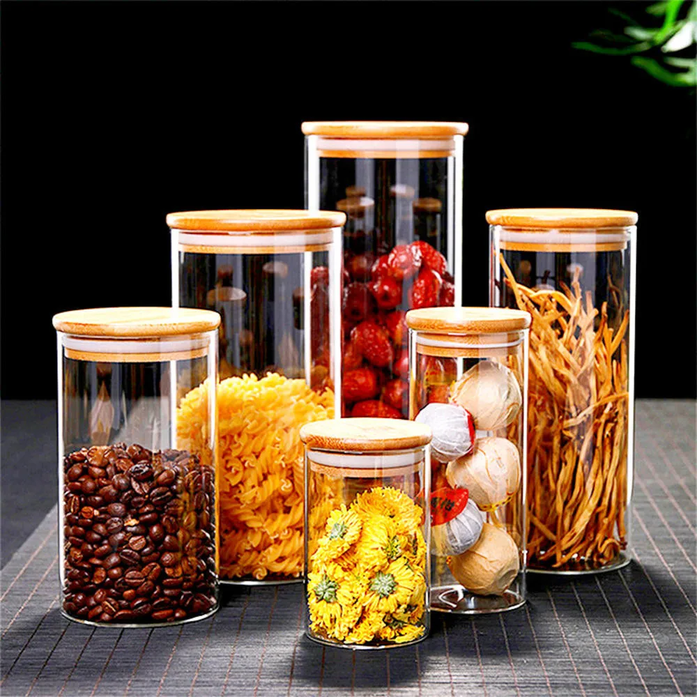 Glass Jar With Bamboo Lid Sealed Canister Kitchen Accessories Food Storage Bottles Container Storage For Loose Tea Coffee Bean
Glass Jar With Bamboo Lid Sealed Canister Kitchen Accessories Food Storage Bottles Container Storage For Loose Tea Coffee Bean