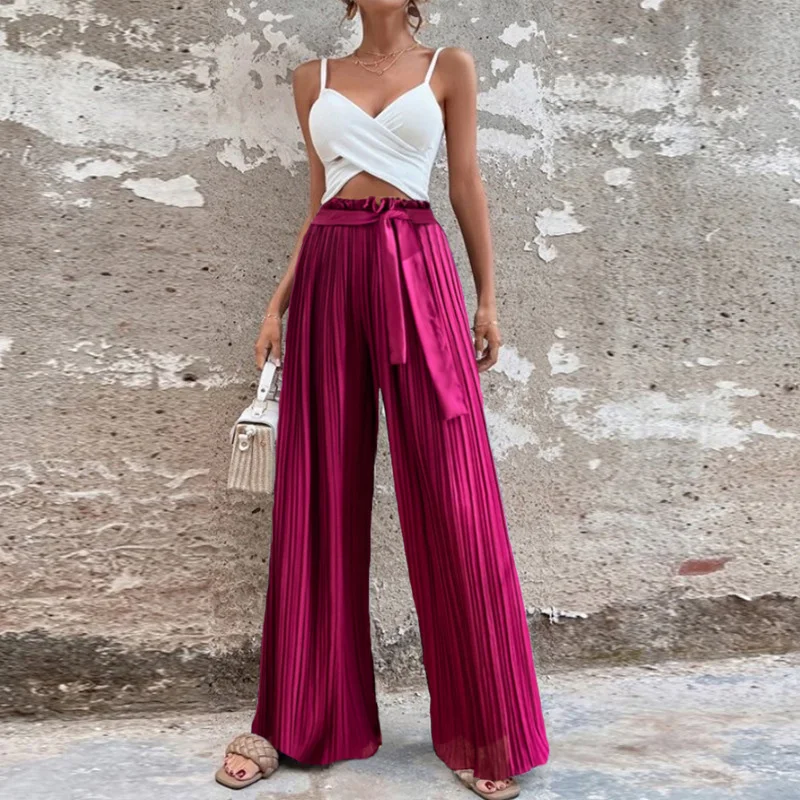 Autumn Women Casual Draped Loose Wide Leg Pants Ladies Spring High Waist Pleated Long Pants Elegant Solid Belt Tie-up Trousers
Autumn Women Casual Draped Loose Wide Leg Pants Ladies Spring High Waist Pleated Long Pants Elegant Solid Belt Tie-up Trousers