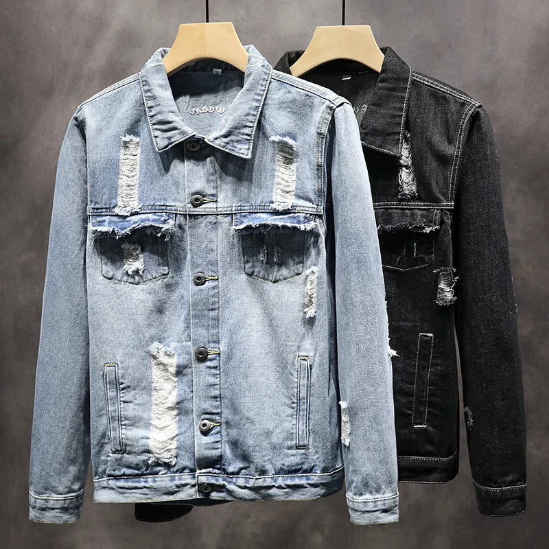 Autumn Winter Men's Jeans Jacket Wings Embroidery Slim Fit Cotton Denim Jacket Black Ripped Hole Coats Outwear Size S-3XL
Autumn Winter Men's Jeans Jacket Wings Embroidery Slim Fit Cotton Denim Jacket Black Ripped Hole Coats Outwear Size S-3XL
