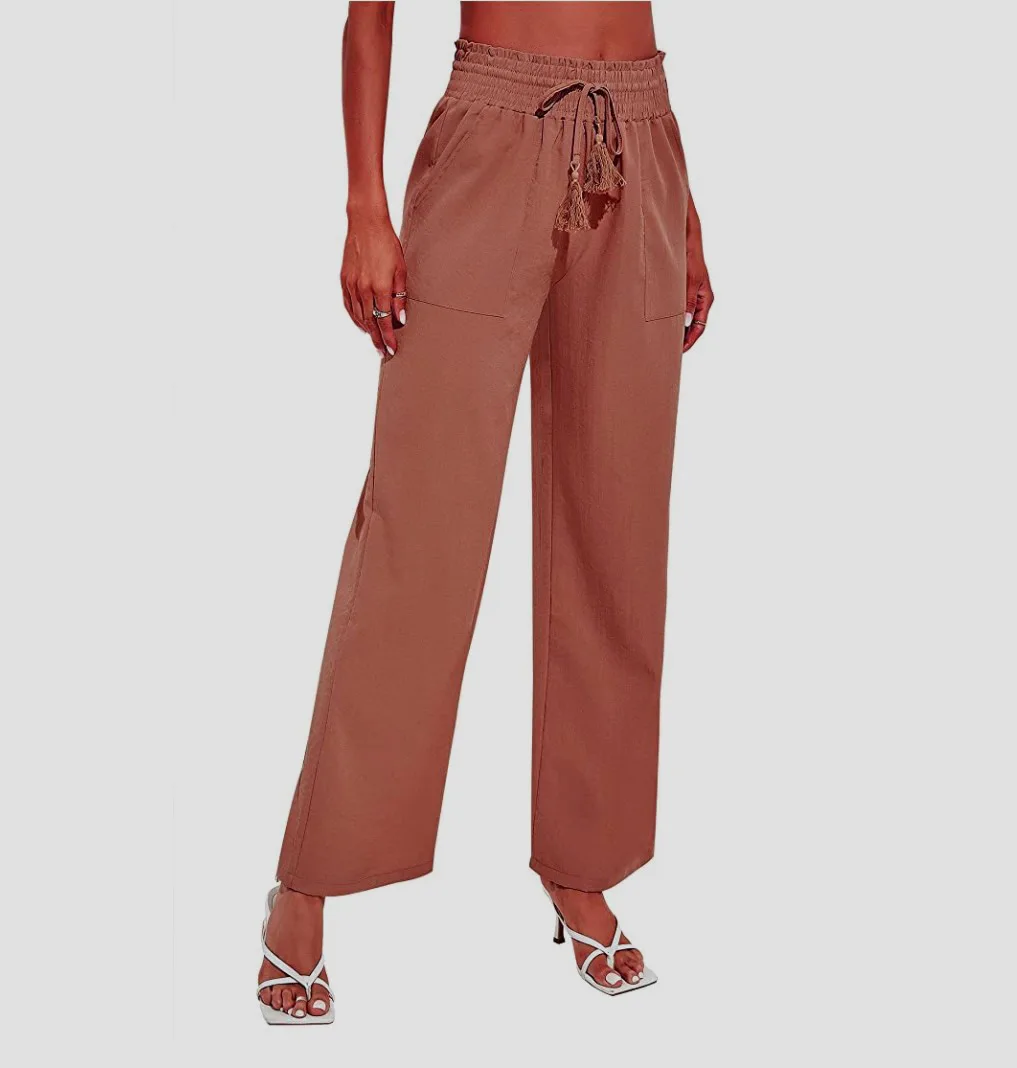 Elastic Waisted Wide Pants Solid Color Fashion Womens Loose Summer Trousers Casual Baggy Pants Office Lady Lace Up Pants
Elastic Waisted Wide Pants Solid Color Fashion Womens Loose Summer Trousers Casual Baggy Pants Office Lady Lace Up Pants