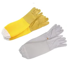 1 Pair Beekeeping Gloves Sting Sheepskin Long Gloves For Beekeepers Beekeeping ToolsProtective Sleeves Mesh Breathable Anti Bee