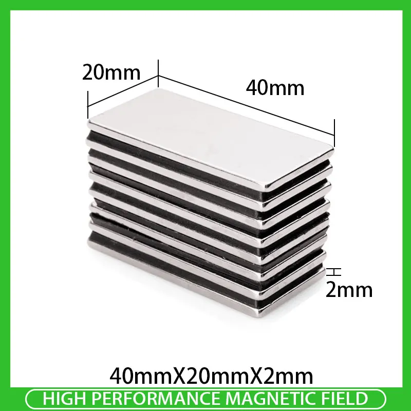 2~50PCS 40x20x2mm Block magnet 40mm x 20mm x 2mm Super Powerful Strong Neodymium Magnets Rare Earth Magnet Disc
2~50PCS 40x20x2mm Block magnet 40mm x 20mm x 2mm Super Powerful Strong Neodymium Magnets Rare Earth Magnet Disc