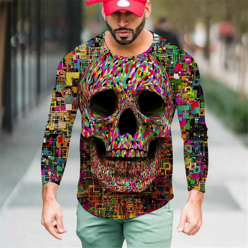 2022 Men's T-shirts Long Sleeve 3d Horror Skull Pattern Print Top Casual Vintage T Shirt Loose Sports O-neck Harajuku Men
2022 Men's T-shirts Long Sleeve 3d Horror Skull Pattern Print Top Casual Vintage T Shirt Loose Sports O-neck Harajuku Men