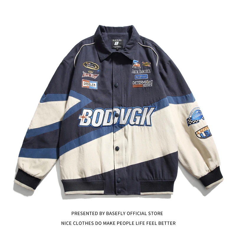 

New High Quality Patchwork Stadium Award F1 Race Motorcycle Jacket Unisex Men Women Unisex Baseball Bomber Varsity Coat Steet