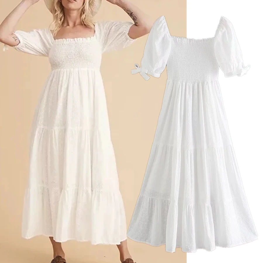 Withered 2023 Bohemian Indie Folk Vintage Square Collar Off Shoulder Sexy Holiday Lace Pure Cotton White Maxi Dress Women
Withered 2023 Bohemian Indie Folk Vintage Square Collar Off Shoulder Sexy Holiday Lace Pure Cotton White Maxi Dress Women