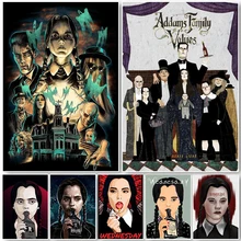 Addams Poster Classic Family Warm Horror Movie Wall Art Posters Pictures Canvas Painting for Coffee House Bar Living Home Decor