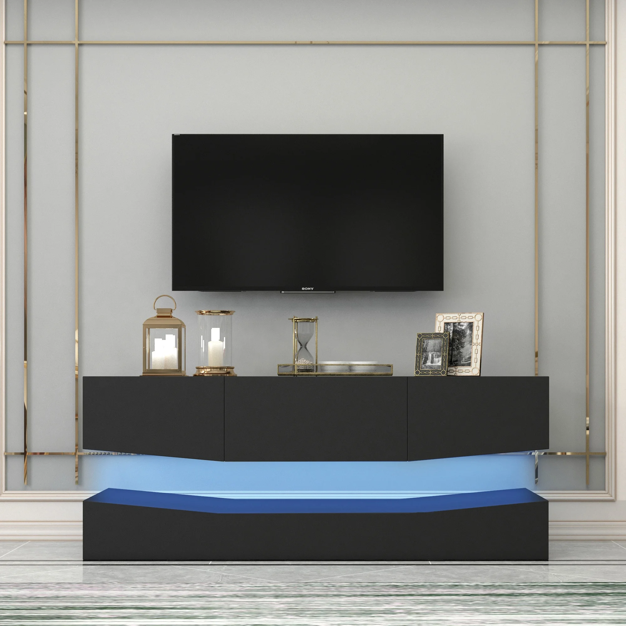 Modern Design LED TV Stand TV Cabinet for 55 in TV Modern Entertainment Center with LED Lights TV Media Furniture Console Black
Modern Design LED TV Stand TV Cabinet for 55 in TV Modern Entertainment Center with LED Lights TV Media Furniture Console Black