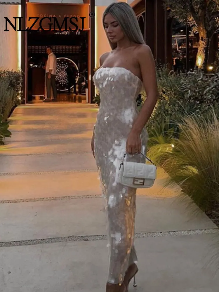 Nlzgmsj TRAF 2023 Off Shoulder Midi Dress Woman Pearlescent Sequins Dresses For Women Backless Party Elegant Evening Dress
Nlzgmsj TRAF 2023 Off Shoulder Midi Dress Woman Pearlescent Sequins Dresses For Women Backless Party Elegant Evening Dress