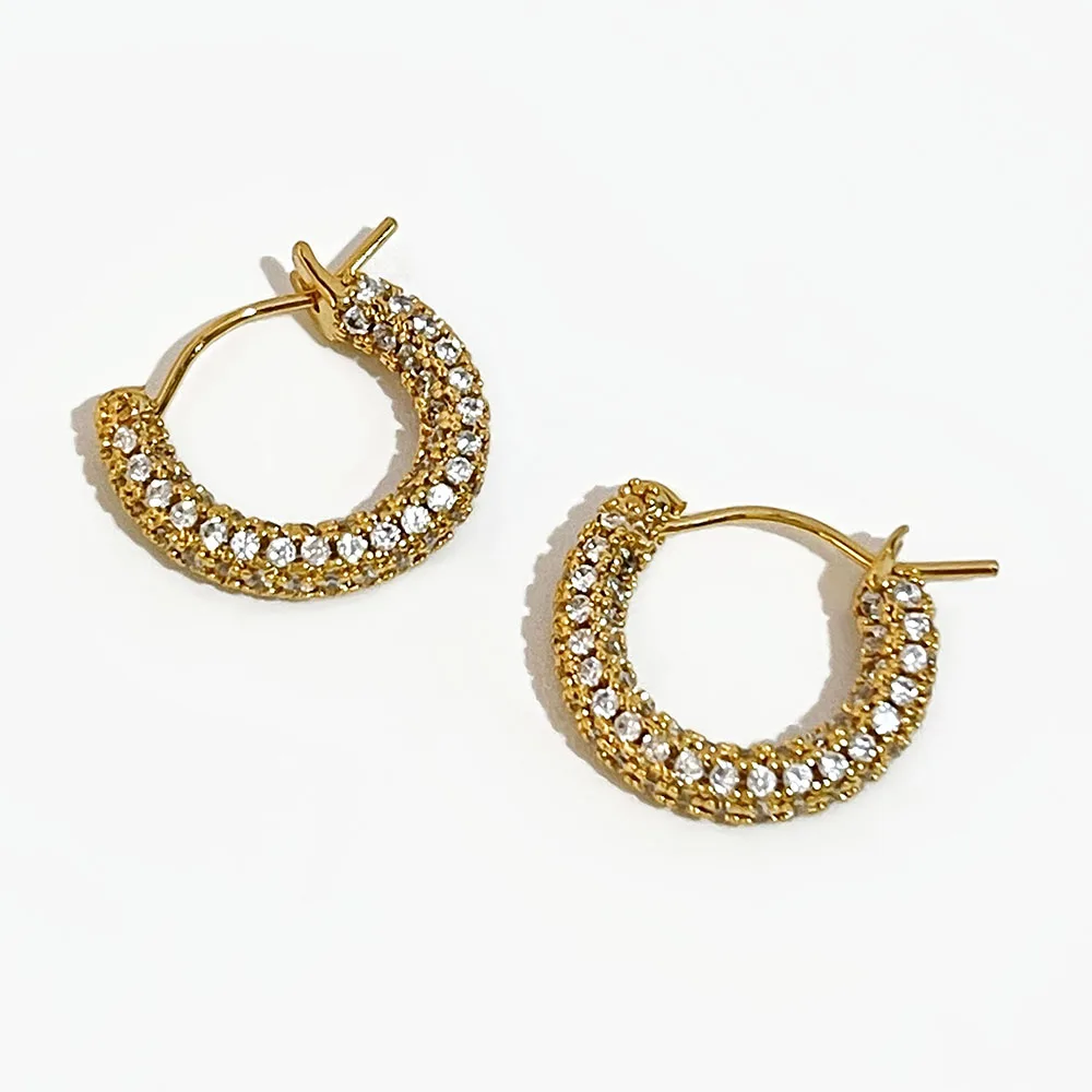 Peri'sBox Luxury Sparkly Pave Zircon Round Hoop Earrings Simple Gold/Silver Color Full CZ Stones Brass Hoops Jewelry For Women
Peri'sBox Luxury Sparkly Pave Zircon Round Hoop Earrings Simple Gold/Silver Color Full CZ Stones Brass Hoops Jewelry For Women