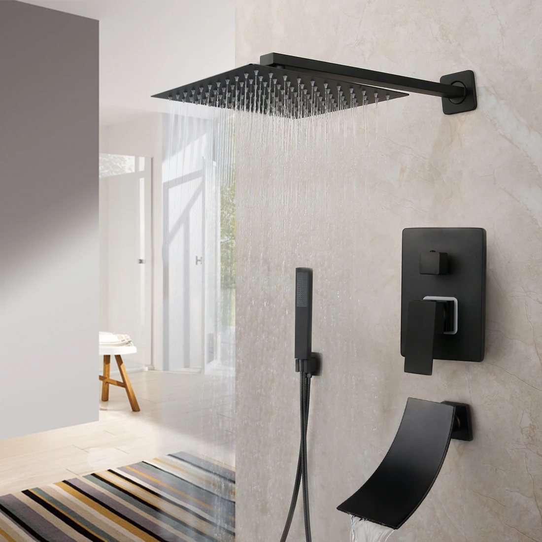 FBA Matte Black Shower Faucet Set Bathroon Shower System Set Square Bathtub Mixer Wate Tap Shower Head Oil Rubber Mixer Kit
FBA Matte Black Shower Faucet Set Bathroon Shower System Set Square Bathtub Mixer Wate Tap Shower Head Oil Rubber Mixer Kit