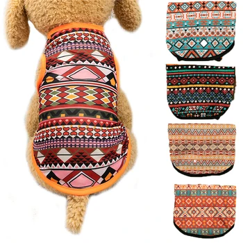 Retro National Style Dog Clothes Creative Breathable Dogs Vest Puppy T-Shirt Teddy Chihuahua Yorkshire Summer Dogs Clothes