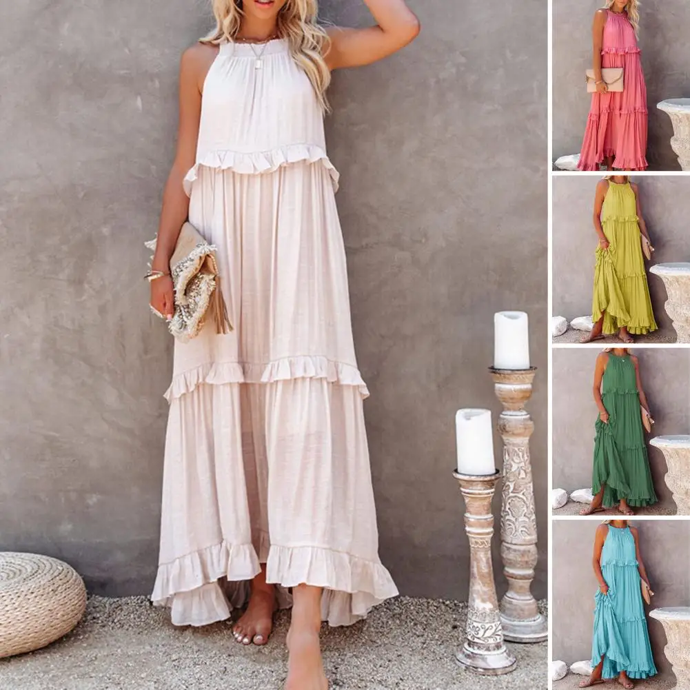 Платье женское Плиссированное до щиколотки, однотонное Макси-платье без рукавов, с оборками на подоле, с карманами, на шнуровке, лето
Платье женское Плиссированное до щиколотки, однотонное Макси-платье без рукавов, с оборками на подоле, с карманами, на шнуровке, лето