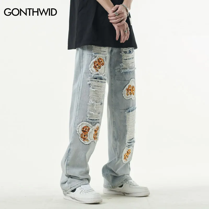 Ripped Jeans Men Hip Hop Embrodiery Patches Distressed Destroyed Hole Straight Denim Jeans Streetwear Summer Baggy Trousers Male
Ripped Jeans Men Hip Hop Embrodiery Patches Distressed Destroyed Hole Straight Denim Jeans Streetwear Summer Baggy Trousers Male