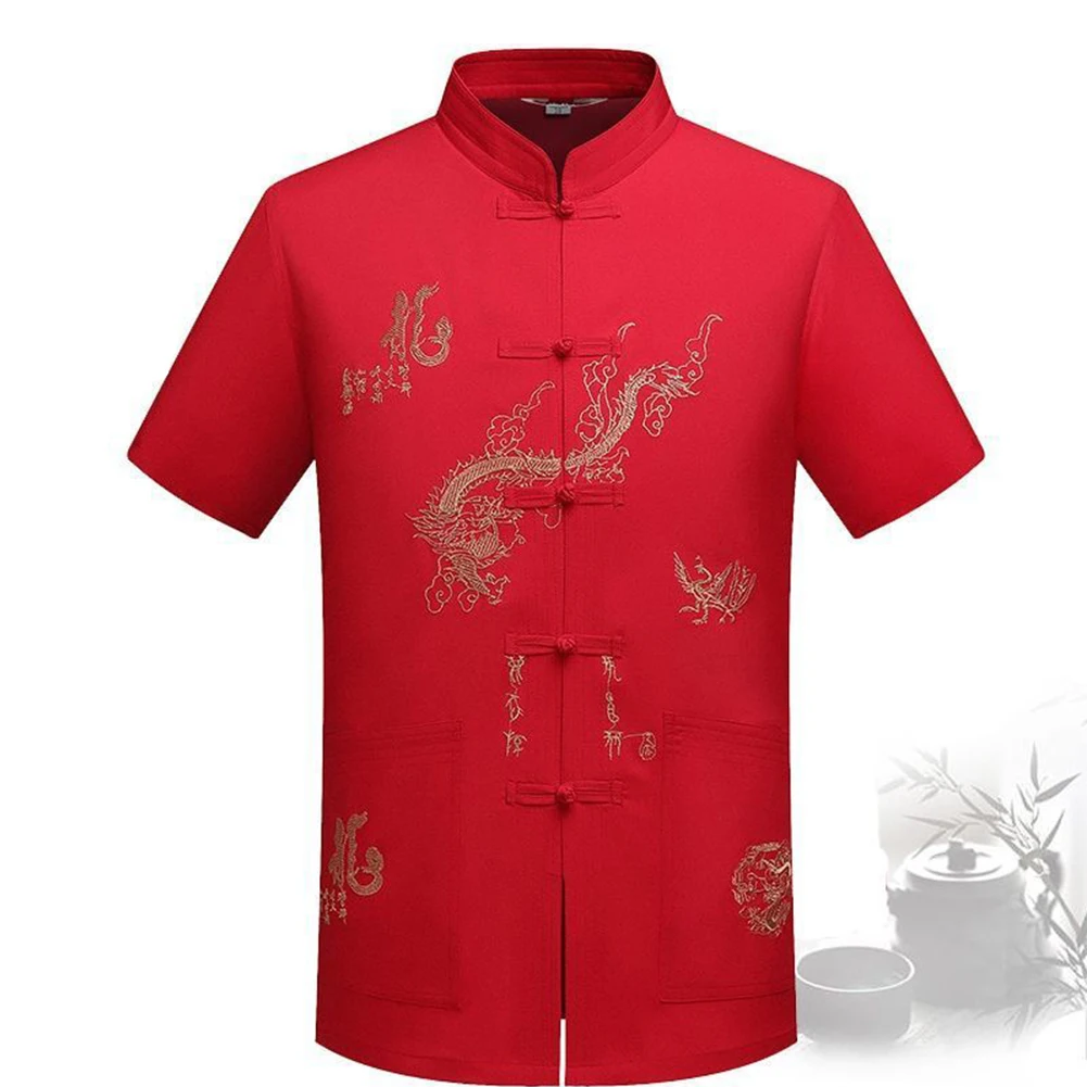 Stand Collar Men Shirt Plus Size Polyester Short Sleeve Solid Color Stylish Tang Suit Traditional Chinese Style
Stand Collar Men Shirt Plus Size Polyester Short Sleeve Solid Color Stylish Tang Suit Traditional Chinese Style