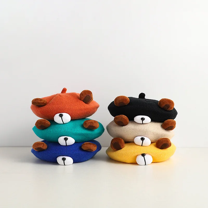 Lovely Cartoon Bear Baby Berets Kids Boys Girls Soft Warm Knitted Hats Fashion Children Autumn Winter Caps 10 Colors
Lovely Cartoon Bear Baby Berets Kids Boys Girls Soft Warm Knitted Hats Fashion Children Autumn Winter Caps 10 Colors
