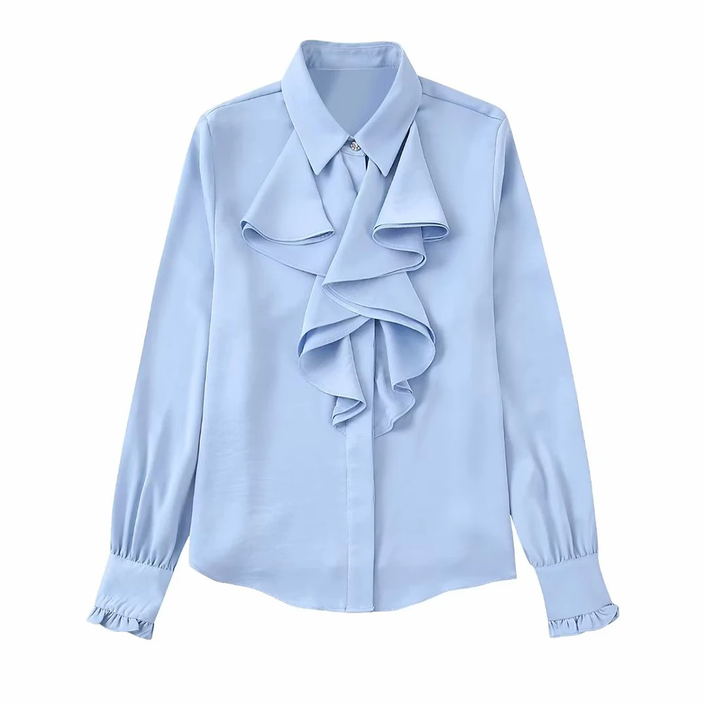 PB&ZA Fashion Woman Blouses Single Breasted Solid Shirts Satin Elegant Sweet RUFFLES Lady Loose Clothes Long Sleeve Female Tops
PB&ZA Fashion Woman Blouses Single Breasted Solid Shirts Satin Elegant Sweet RUFFLES Lady Loose Clothes Long Sleeve Female Tops