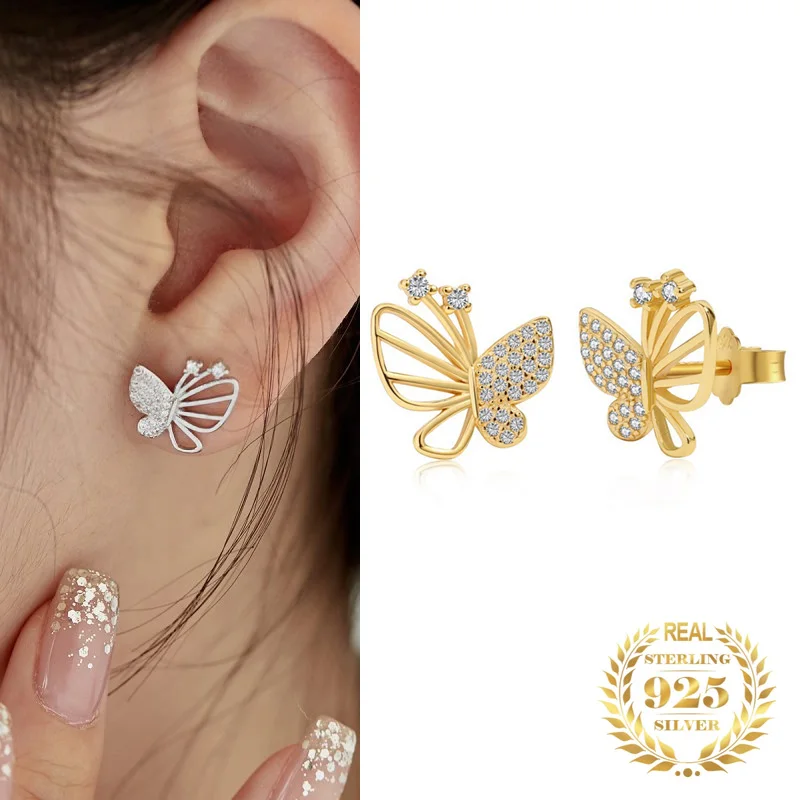 2023 Luxury Fine Jewelry 925 Sterling Silver Gold Plated Hollow 5A Zircon Animal Butterfly Stud Earrings Women Trendy Ear Cuff 
2023 Luxury Fine Jewelry 925 Sterling Silver Gold Plated Hollow 5A Zircon Animal Butterfly Stud Earrings Women Trendy Ear Cuff