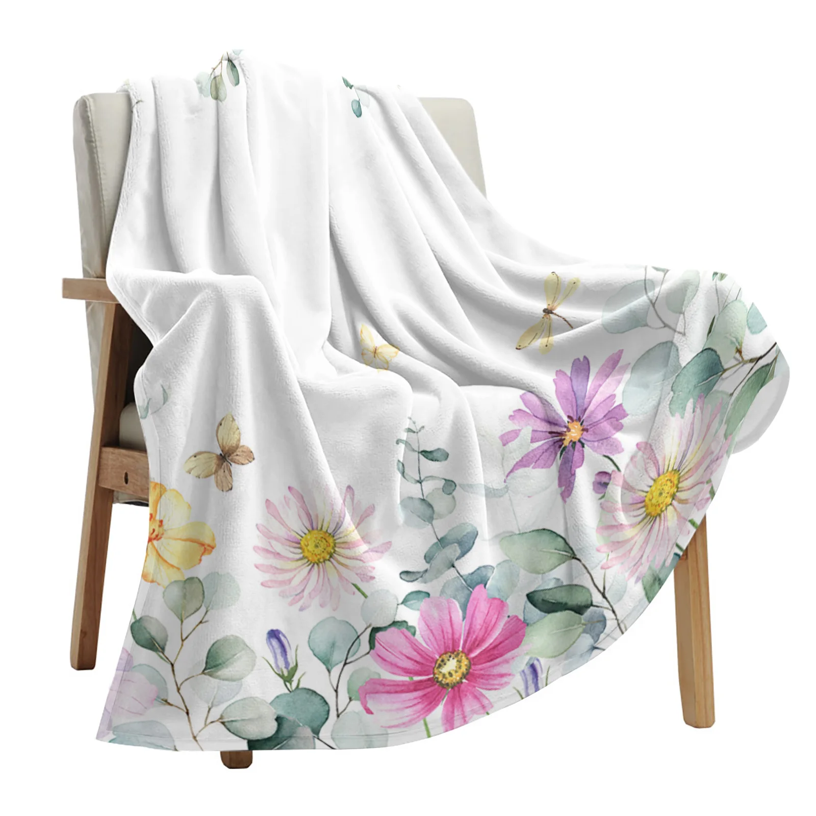 

Idyllic Wildflower Leaves Throws Blankets for Sofa Bed Winter Soft Plush Warm Sofa Throw Blanket Holiday Gifts