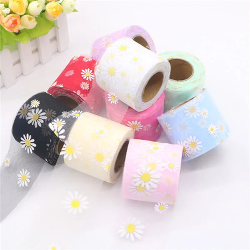 6cm 25Yards daisy Tulle Daisy Ribbon Roll DIY Handmade Craft Hair Ornament Baking Cherry Blossoms Printed Mesh Fabric Supplies
6cm 25Yards daisy Tulle Daisy Ribbon Roll DIY Handmade Craft Hair Ornament Baking Cherry Blossoms Printed Mesh Fabric Supplies