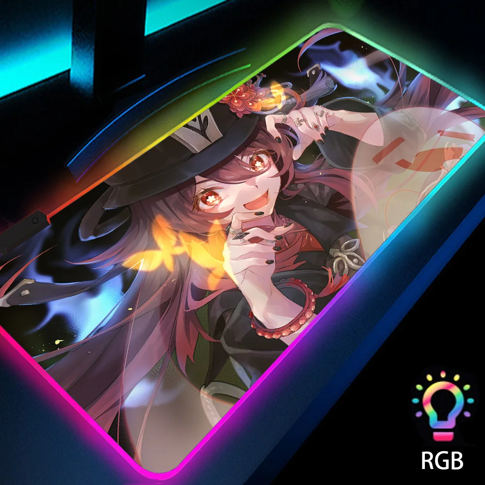 

Hutao Anime Rubber Arknights Backlit Setup Kawaii Mice for Mice Mouse Pad Office Chairs LED Rpg RGB Rule Table Desk Computer