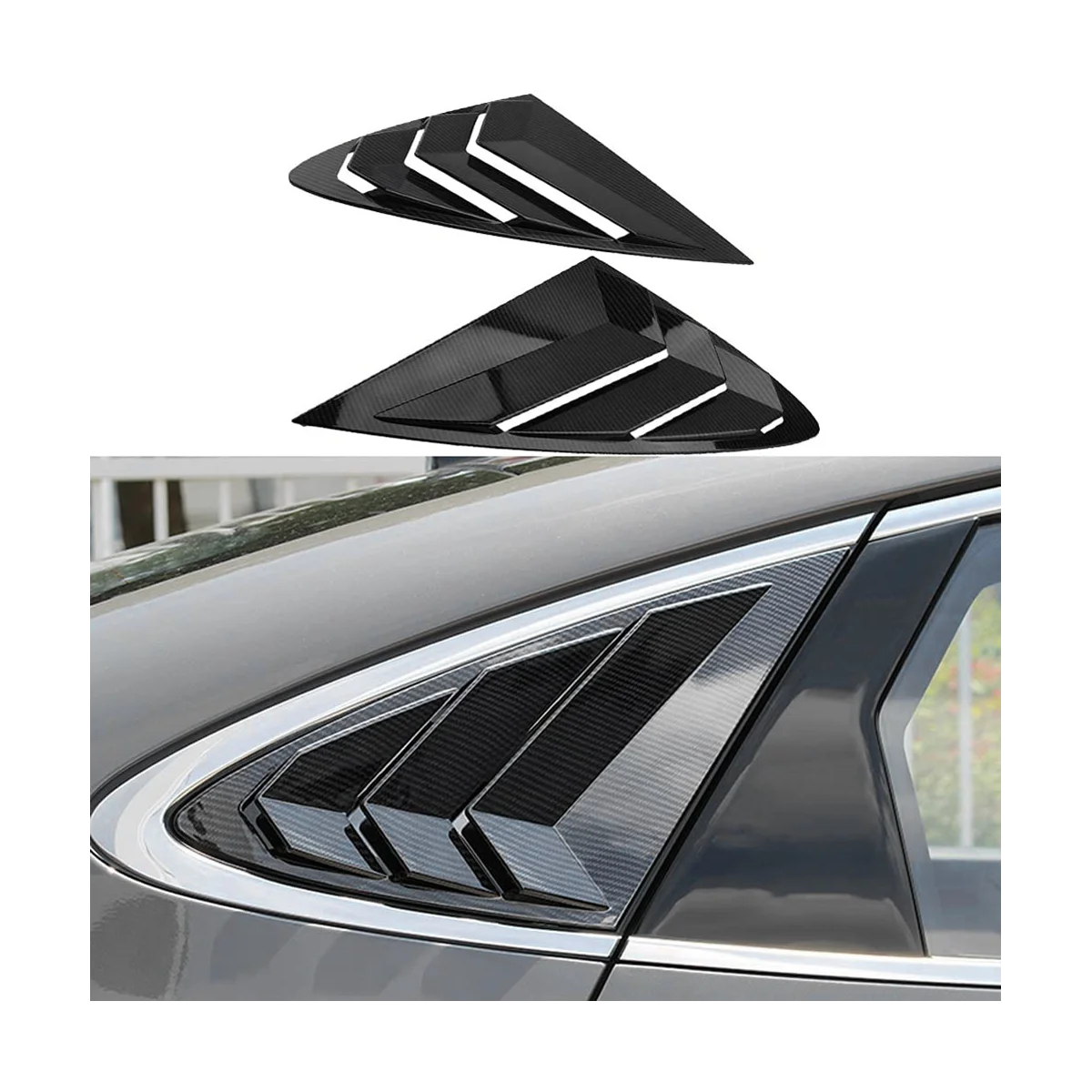 

Car Bright Black Rear Window Louver Shutter Cover Trim for Hyundai Sonata DN8 2020 2021 Window Side Vent Trim