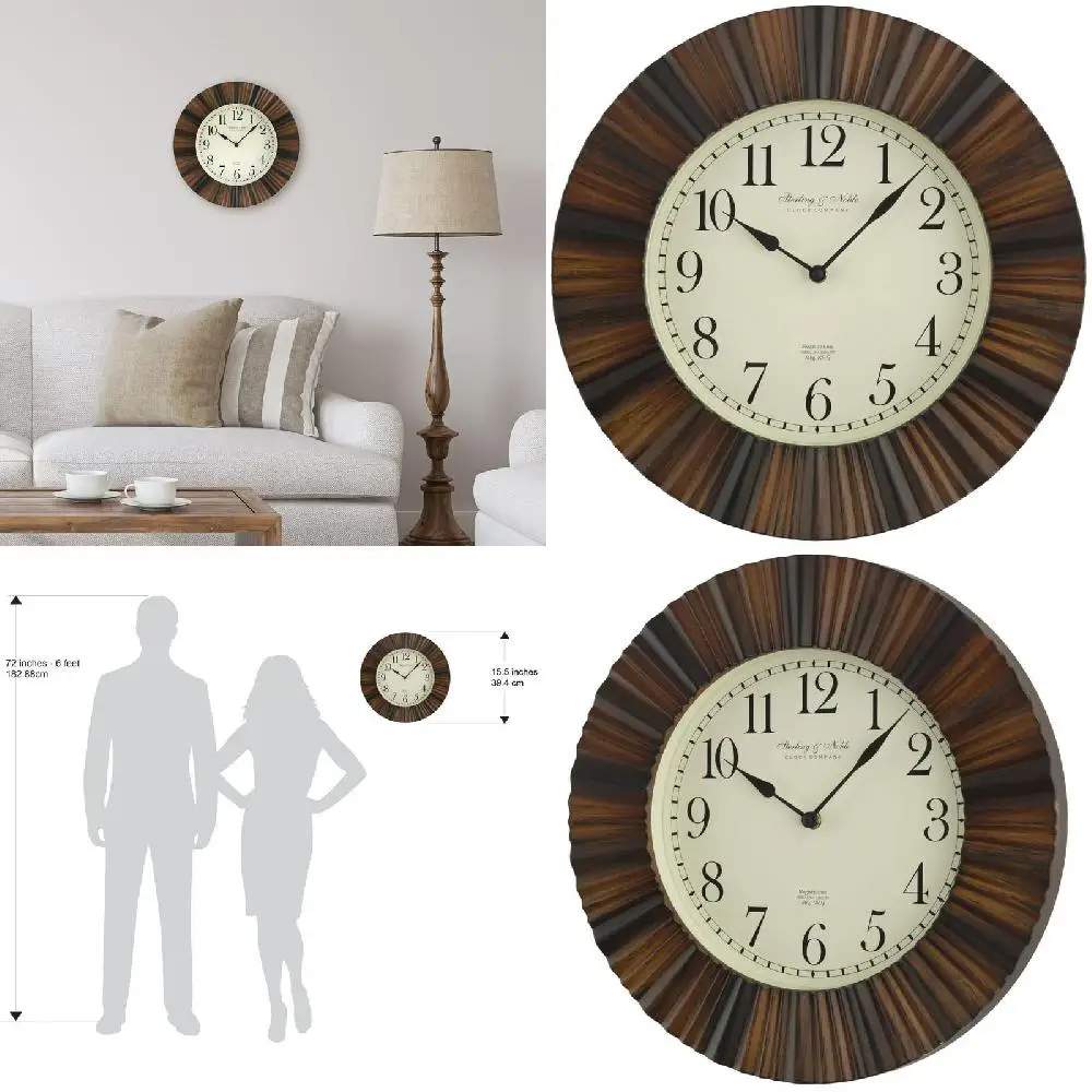 " "15.5" Timeless Elegant Brown Woodgrain Wall Clock w/ Traditional Arabic Ripple Frame Design - A Stylish and Ideal Piece for Y
" "15.5" Timeless Elegant Brown Woodgrain Wall Clock w/ Traditional Arabic Ripple Frame Design - A Stylish and Ideal Piece for Y