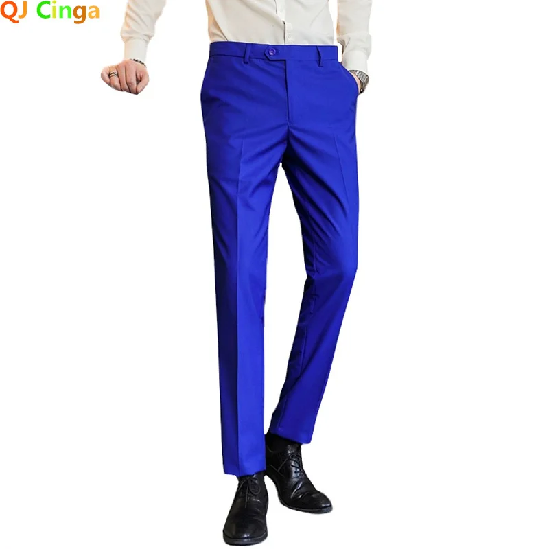 

2023 New Royal Blue Pants Men's Formal Dress Trousers Red reen Black Wite Pantalones ombre Bi Size Man Slacks S-5XL 6XL