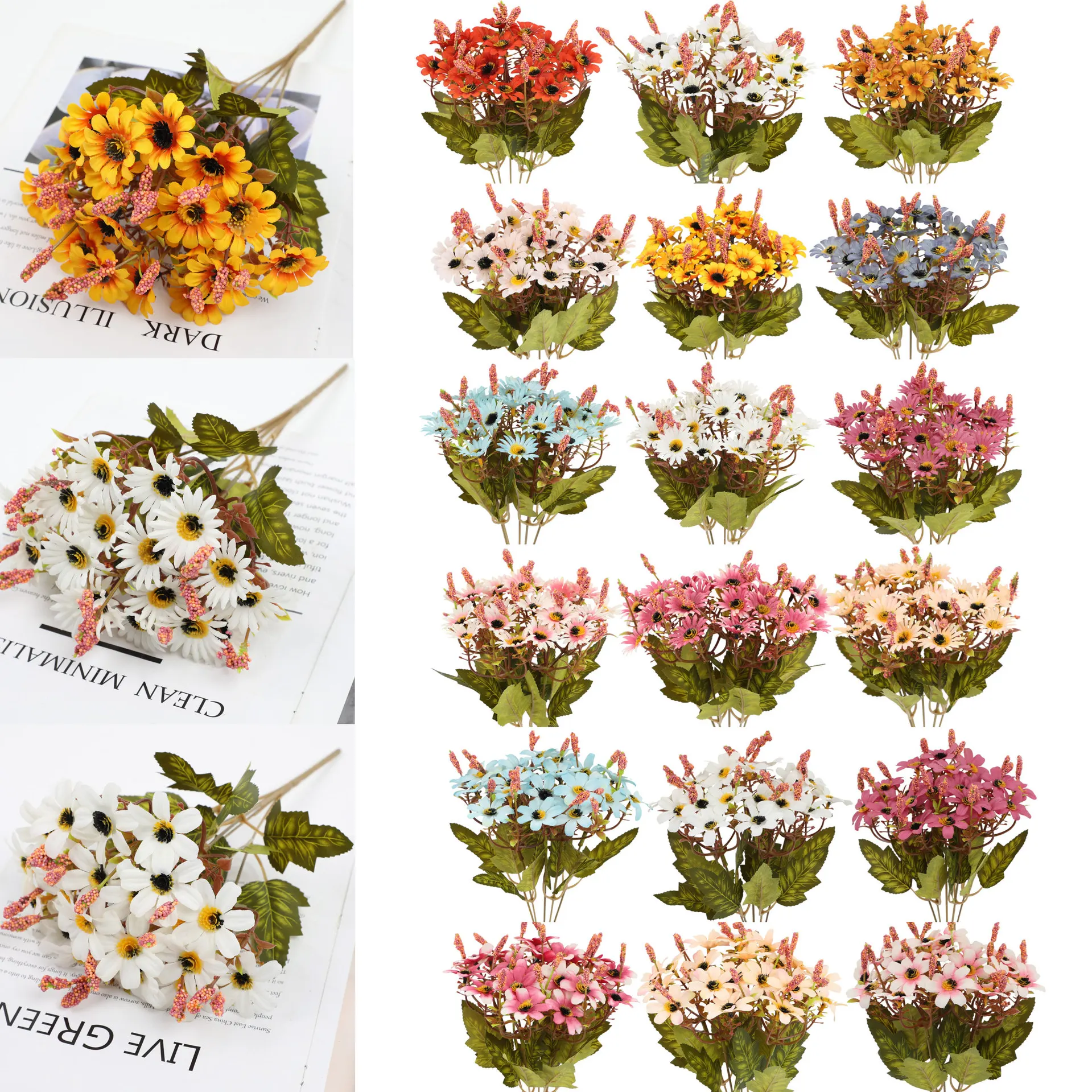 Artificial Flower Plant Simulation To Five Pointed Sunflower Colorful Daisy Silk Home Garden Decoration Wedding DIY Party
Artificial Flower Plant Simulation To Five Pointed Sunflower Colorful Daisy Silk Home Garden Decoration Wedding DIY Party