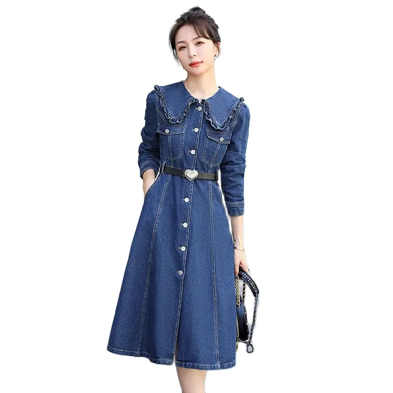 Fashion Trend Women Casual Denim Dress Vintage Jeans Dresses With Belt 2022 Autumn Long Sleeve OL Ladies Elegant Dress Vestidos
Fashion Trend Women Casual Denim Dress Vintage Jeans Dresses With Belt 2022 Autumn Long Sleeve OL Ladies Elegant Dress Vestidos