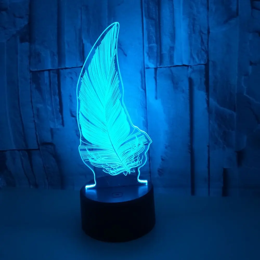 New hot feather colorful 3D creative vision nightlight desktop creative USB 3D stereo table lamp Support to figure customization
New hot feather colorful 3D creative vision nightlight desktop creative USB 3D stereo table lamp Support to figure customization
