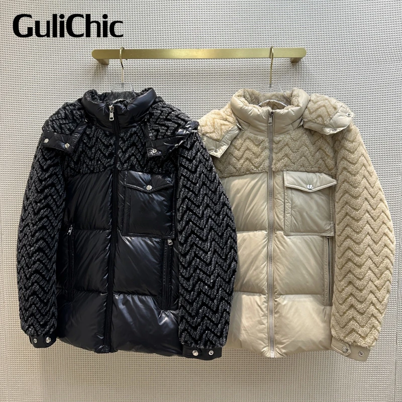 11,17 г., GuliChic, женское Модное теплое пальто со съемным капюшоном, лоскутное пальто из овечьего меха, с волнистой молнией 
11,17 г., GuliChic, женское Модное теплое пальто со съемным капюшоном, лоскутное пальто из овечьего меха, с волнистой молнией