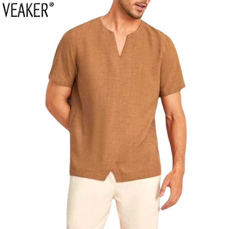 2022 New Men's Casual V Neck Linen T-Shirts Male Summer Short Sleeves Breathable Cotton Linen T Shirt Tops S-2XL
2022 New Men's Casual V Neck Linen T-Shirts Male Summer Short Sleeves Breathable Cotton Linen T Shirt Tops S-2XL