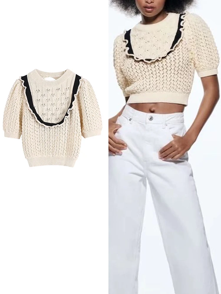 Yiloyka 2022 Summer Women Hollow Out Knitted Sweater O-neck Short Sleeve Sweater Pullover Warm Casual Vintage Short Wear
Yiloyka 2022 Summer Women Hollow Out Knitted Sweater O-neck Short Sleeve Sweater Pullover Warm Casual Vintage Short Wear