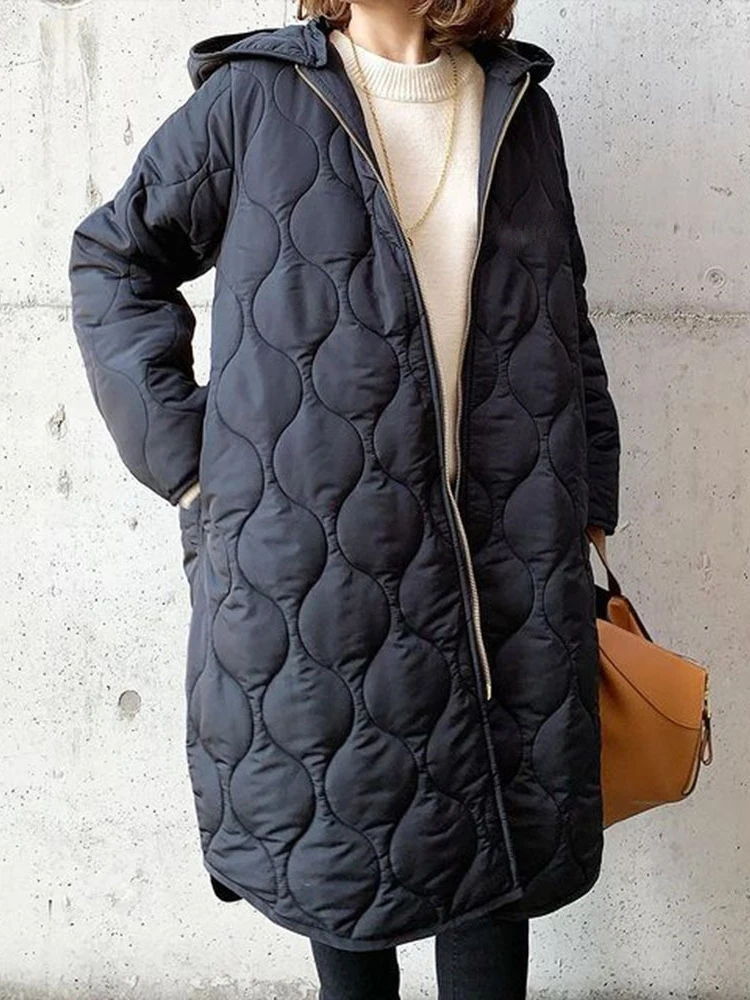 Winter Hooded Long Parkas Quilted Coats Loose Casual Zipper Long Sleeve Top Cotton Padded Jackets Women Clothing Female Outwear
Winter Hooded Long Parkas Quilted Coats Loose Casual Zipper Long Sleeve Top Cotton Padded Jackets Women Clothing Female Outwear