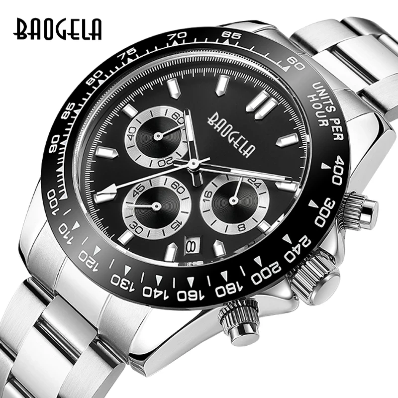 

BAOGELA Montre-bracelet à Quartz pour hommes d'affaires, chronographe en acier inoxydable, étanche, lumineuse 2210