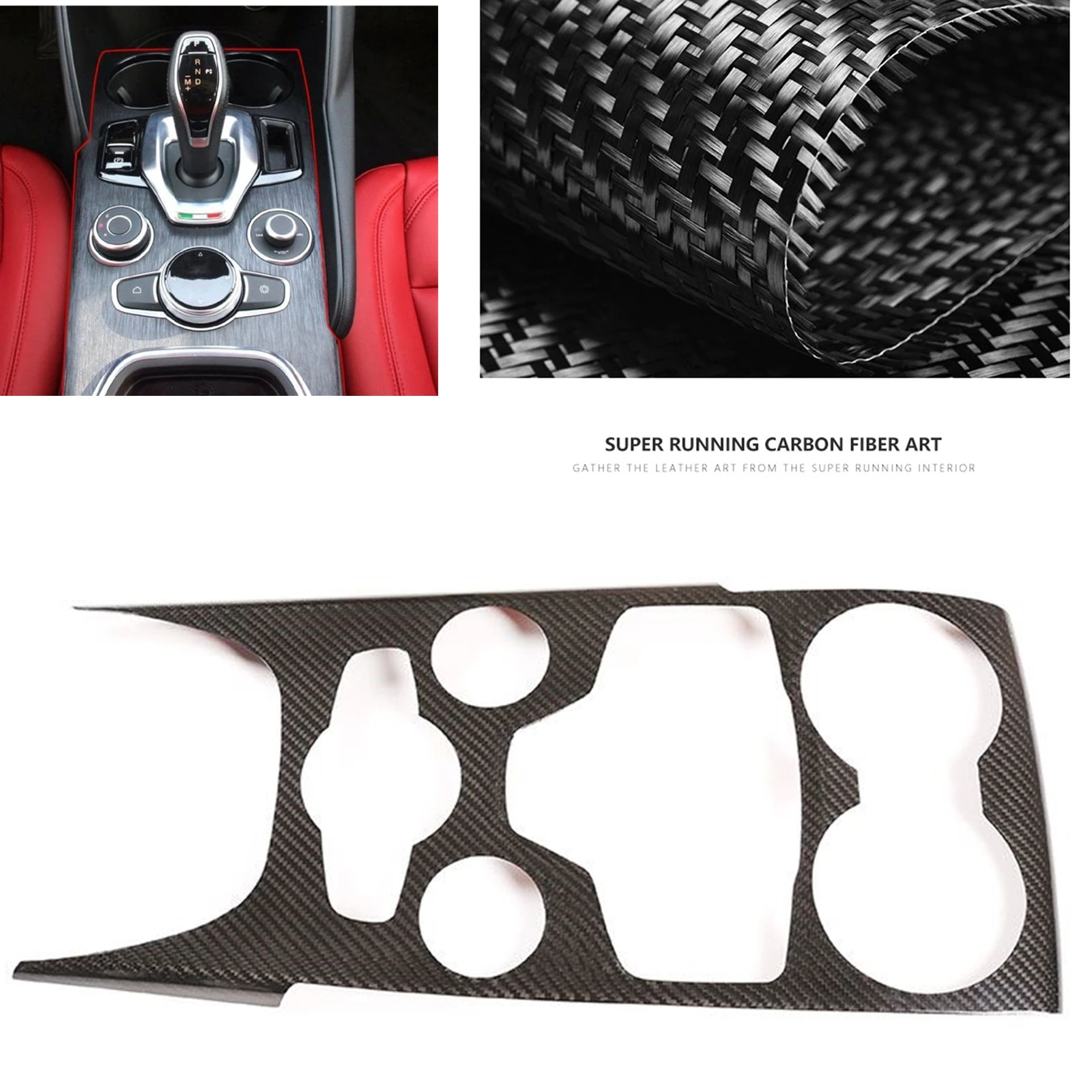 

Автомобильная центральная консоль из углеродного волокна, бритвенная панель переключения, отделочная крышка, рамка для Alfa Romeo Stelvio Giulia 2020-2021