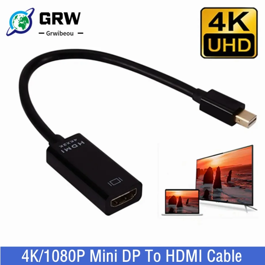 

Переходник с Mini DP на HDMI-совместимый кабель 4K/1080P переходник папа-мама DisplayPort в HD для Macbook Pro Air Mac Surface Pro