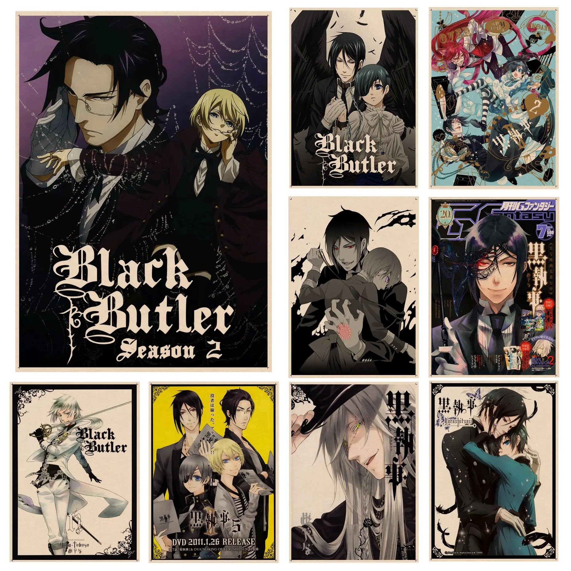 Japanese Anime Black Butler Classic Movie Posters Decoracion Painting Wall Art Kraft Paper Home decor
Japanese Anime Black Butler Classic Movie Posters Decoracion Painting Wall Art Kraft Paper Home decor