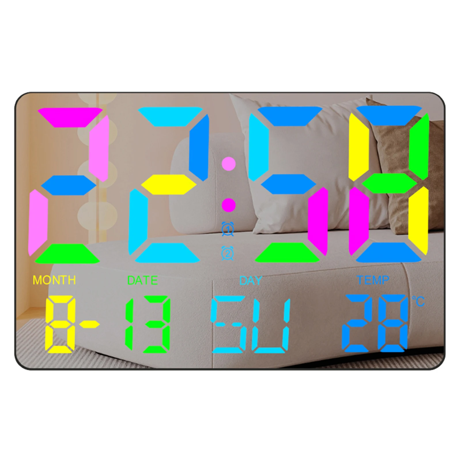 1set Alarm Clock With Remote Control Power Cord Kit Multi-Functional LED Projection Clock With RGB Colorful Gradient Mirror
1set Alarm Clock With Remote Control Power Cord Kit Multi-Functional LED Projection Clock With RGB Colorful Gradient Mirror