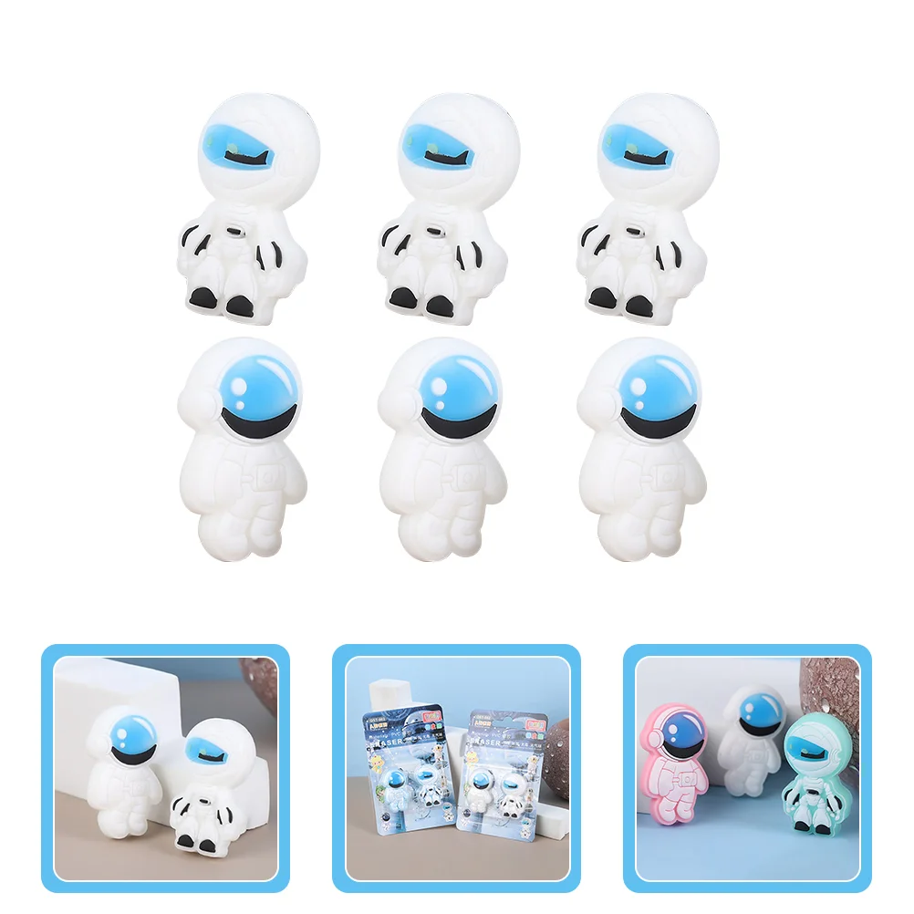 

6 Pcs Animal Erasers Kids Spaceman Pupil Astronauts Lovely Rubber Gift White Pvc Soft Glue Student Pupils Retractable