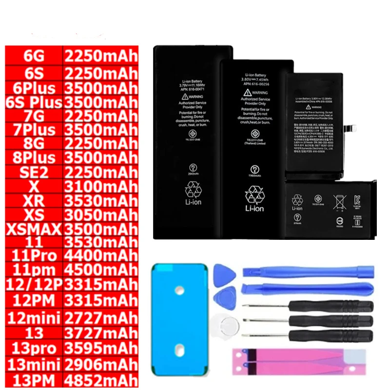 High Quality 0 Cycles Battery For iPhone SE 2 4 4S 5 5S 5C 6 6S 7 8 Plus X XR XS 11 Pro Max 7P For Apple iPhone7 iPhonese 6splus
High Quality 0 Cycles Battery For iPhone SE 2 4 4S 5 5S 5C 6 6S 7 8 Plus X XR XS 11 Pro Max 7P For Apple iPhone7 iPhonese 6splus