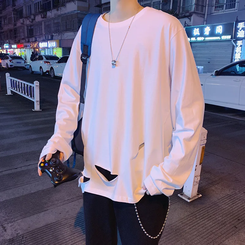 ZCSMLL Spring and Autumn New Ins Long Sleeve T-shirt Korean Men's Trend Loose Round Neck Student Hole Bottomed Shirt Hip Pop Top
ZCSMLL Spring and Autumn New Ins Long Sleeve T-shirt Korean Men's Trend Loose Round Neck Student Hole Bottomed Shirt Hip Pop Top