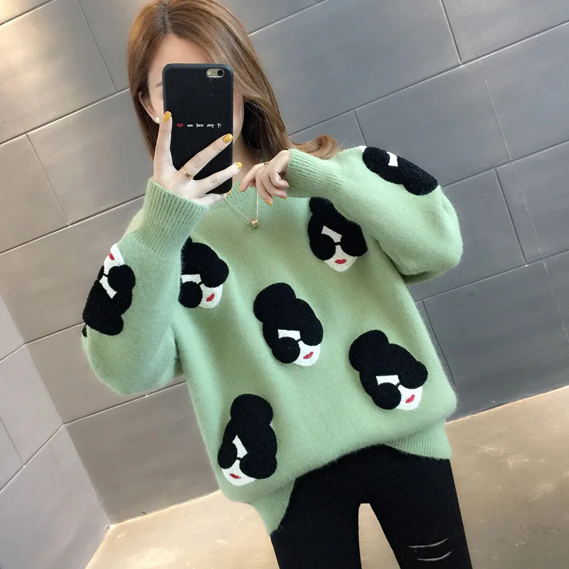 Autumn and Winter Embroidered Elegant Avatar Sweater New Women's Fashion Outer Wear Lazy Style Knitted Sweaters
Autumn and Winter Embroidered Elegant Avatar Sweater New Women's Fashion Outer Wear Lazy Style Knitted Sweaters