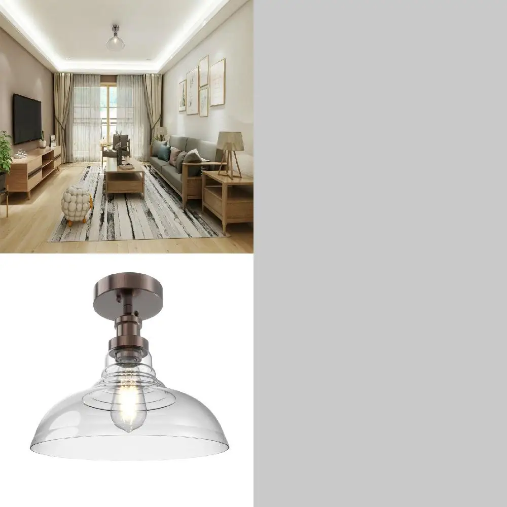 Elegant and Beautiful 12'' Semi-Flushmount Ceiling Light with Bronze Finish, Includes 1 75W ST19 Bulb - 128 Characters
Elegant and Beautiful 12'' Semi-Flushmount Ceiling Light with Bronze Finish, Includes 1 75W ST19 Bulb - 128 Characters