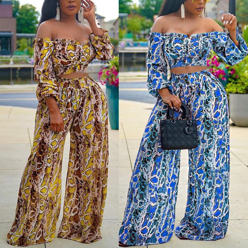Women sexy printed wide-leg trousers one-way neckline tie short top two-piece suit woman t shirts
Women sexy printed wide-leg trousers one-way neckline tie short top two-piece suit woman t shirts