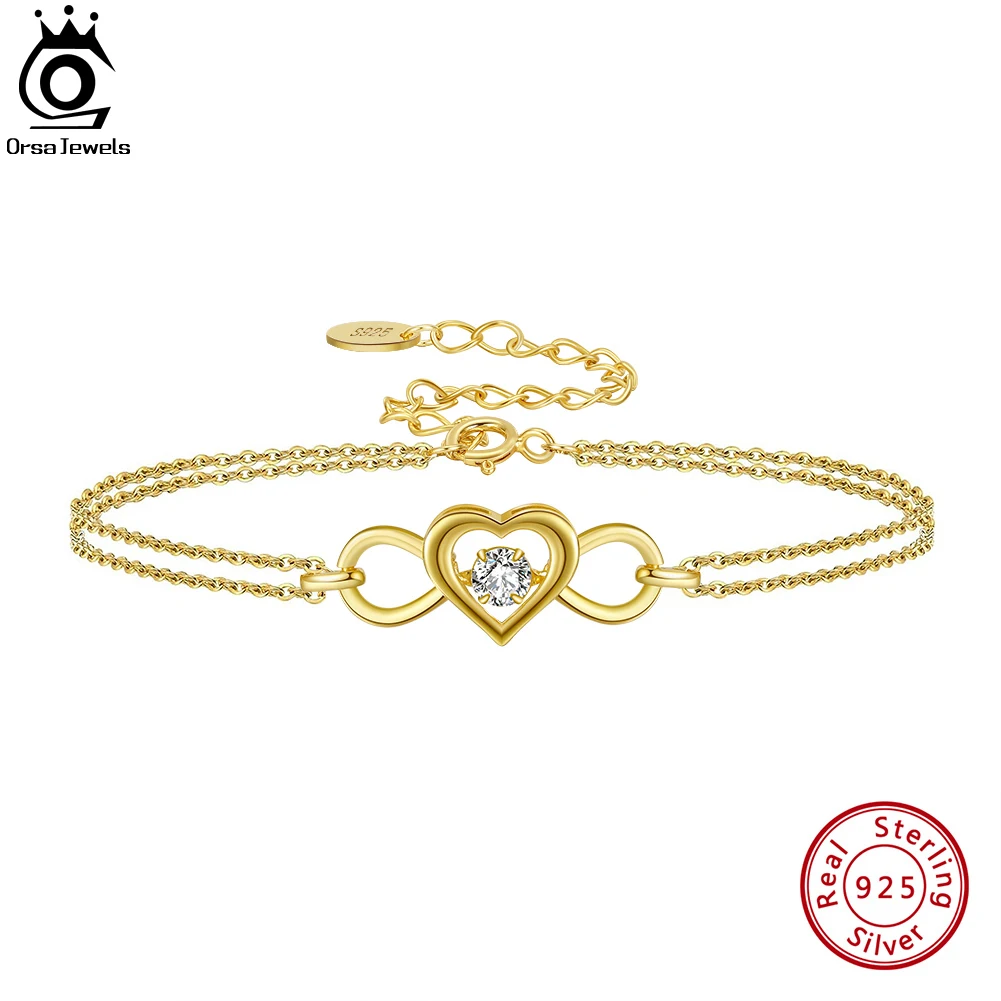 ORSA JEWELS 14K Gold Heart Love Bracelet 925 Sterling Silver Elegant Infinity Bracelets for Women Girls Fine Jewelry SB135
ORSA JEWELS 14K Gold Heart Love Bracelet 925 Sterling Silver Elegant Infinity Bracelets for Women Girls Fine Jewelry SB135