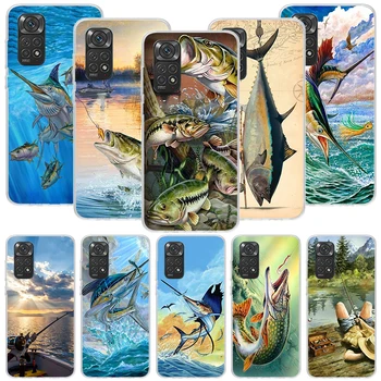 Offshore Angling Fishing Fish Rod Phone Case For Xiaomi Redmi Note 10 9 8 11 12 Pro 11T 11S 11E 10S 9S 9T 8T 8A 7 6 5 Plus Art P