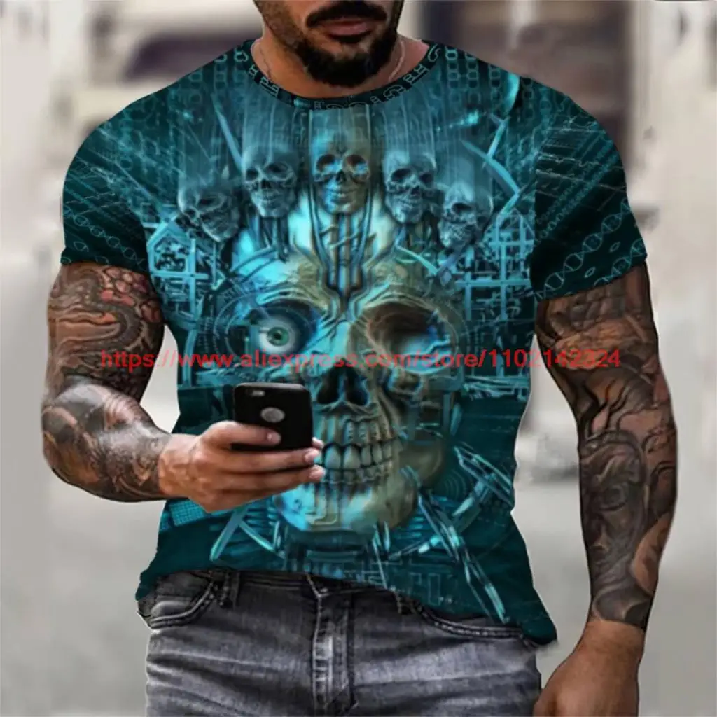 Neon Tech Evil Skull 3D Printing New Summer Men's T-Shirt Horror Thriller Harajuku Short Sleeve Top Oversized
Neon Tech Evil Skull 3D Printing New Summer Men's T-Shirt Horror Thriller Harajuku Short Sleeve Top Oversized